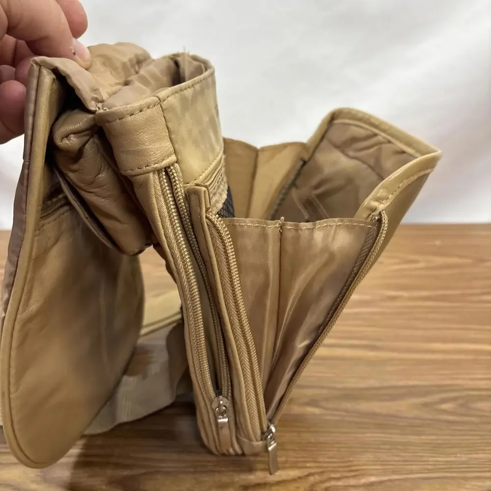 Vintage BUXTON Soft Leather Sling Bag Crossbody Handbag Organizer Tan - Picture 10 of 10